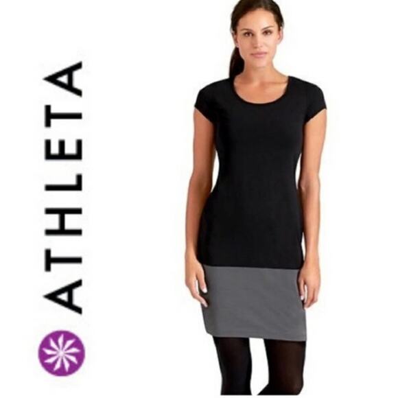 Athleta XXS color block gray & black bodycon dress - Picture 2 of 4